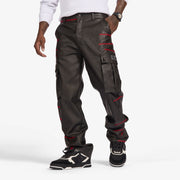 "Ogden" Leather Cargos (black/red)