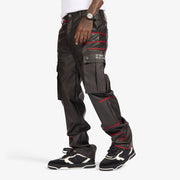 "Ogden" Leather Cargos (black/red)