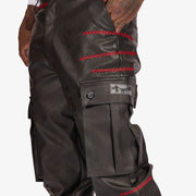"Ogden" Leather Cargos (black/red)