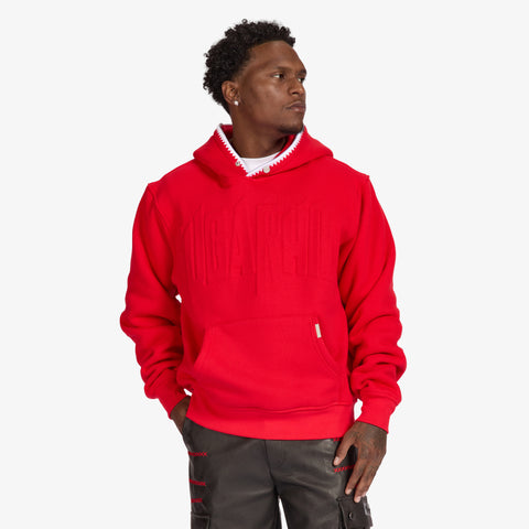 "Staring" Embossed Hoodie (red)