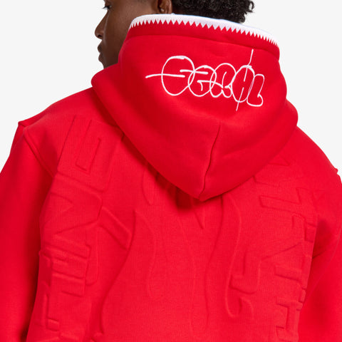 "Staring" Embossed Hoodie (red)