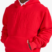 "Staring" Embossed Hoodie (red)