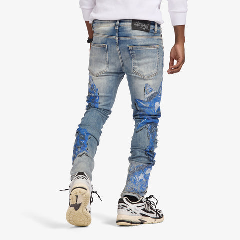 "Mace" Skinny Jeans (blue print)