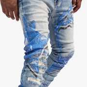 "Mace" Skinny Jeans (blue print)