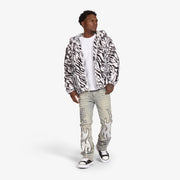 "Liver" Stacked Jeans (stone/white leather)