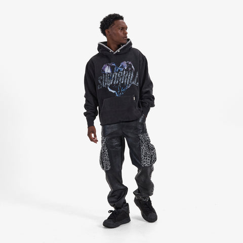 "Vamperic" Raw Hem Hoodie (black vintage)