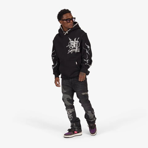 "Blade" Raw Hem Hoodie (black)