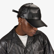 "Shockwave" Leather Strapback Hat (black)