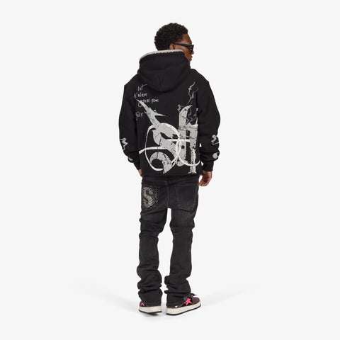 "Blade" Raw Hem Hoodie (black)