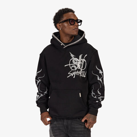 "Blade" Raw Hem Hoodie (black)