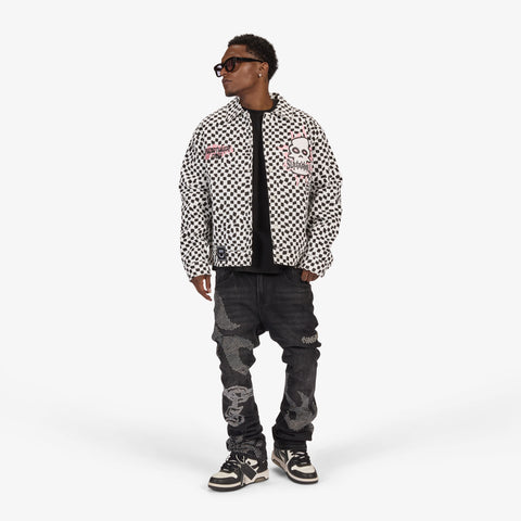 "Floating" Trucker Jacket (black/white)