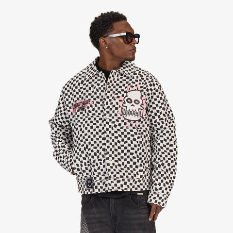 "Floating" Trucker Jacket (black/white)