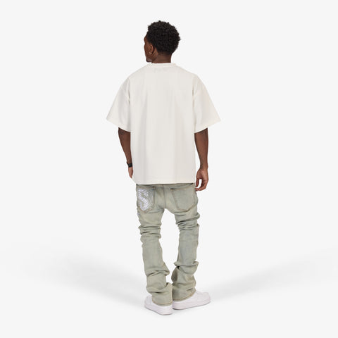 "Burn Pit" Rhinestone Stacked Jeans (cloud)