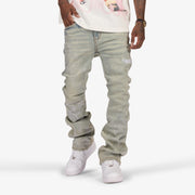 "Burn Pit" Rhinestone Stacked Jeans (cloud)