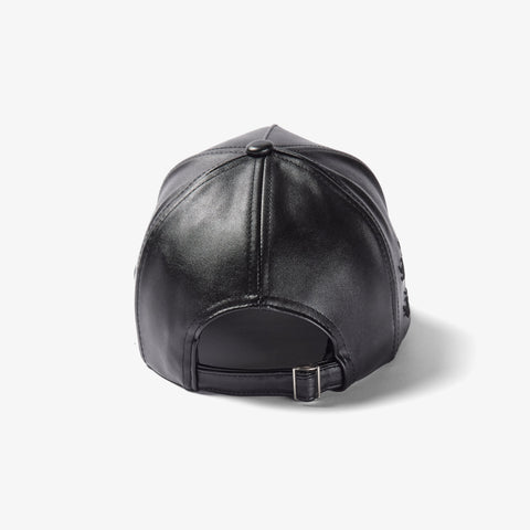 "Shockwave" Leather Strapback Hat (black)