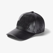 "Shockwave" Leather Strapback Hat (black)