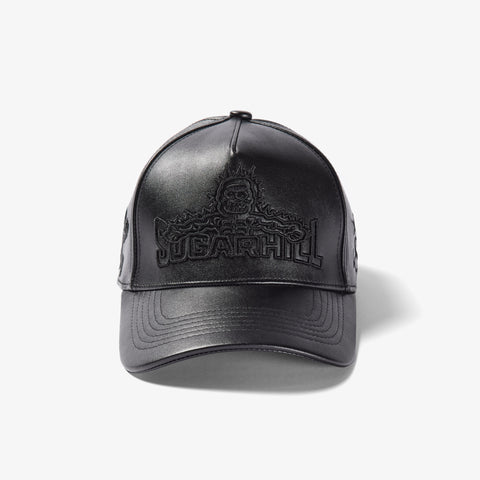 "Shockwave" Leather Strapback Hat (black)