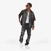 "Burn Pit" Rhinestone Stacked Jeans (black)