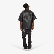 "Burn Pit" Rhinestone Stacked Jeans (black)