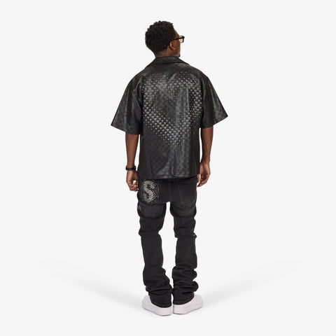 "Burn Pit" Rhinestone Stacked Jeans (black)
