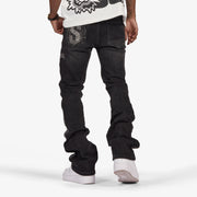 "Burn Pit" Rhinestone Stacked Jeans (black)