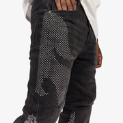 "Burn Pit" Rhinestone Stacked Jeans (black)