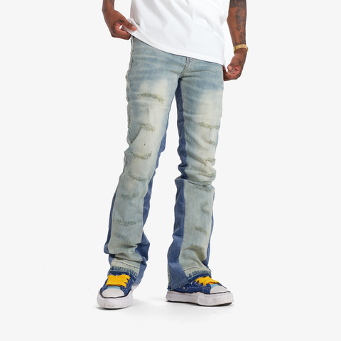 "Agrippa" Stacked Jeans (blue corduroy)
