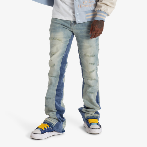 "AGRIPPA" STACKED JEANS (BLUE CORDUROY)