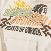 "Beast Of Burden" Raw Hem Hoodie (cream)