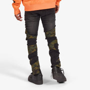 "Sabotage" Skinny Jeans (black/camo scrunch)
