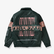 "Liberation" Leather Jacket (dark green/coral)