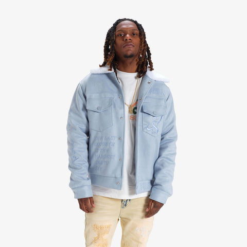 "RODEO" SUEDE JACKET (ICE BLUE)