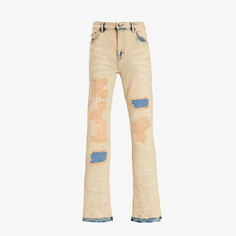 "VALENTINO" STACKED JEANS (WHEAT CLOUD)