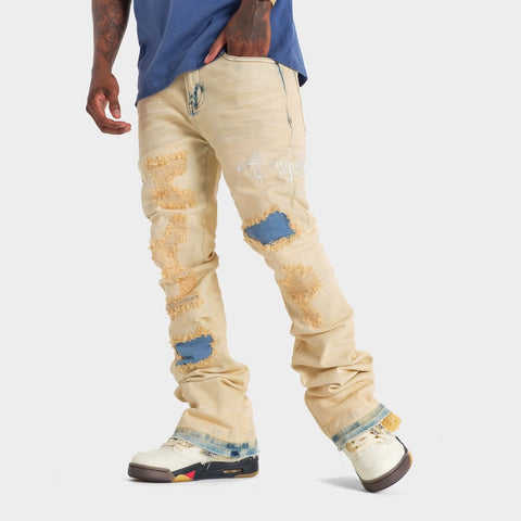 "VALENTINO" STACKED JEANS (WHEAT CLOUD)