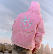 "Traces" Fur Zip-Up Hoodie (pink)