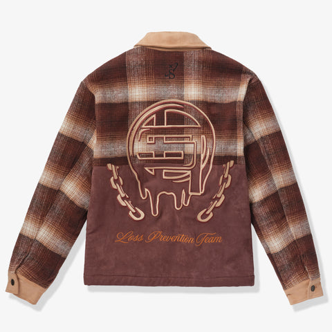 "Australia" Jacket (brown suede/plaid)