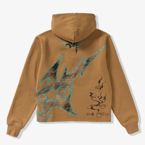 "Katana" Raw Hem Zip Hoodie (cedar)