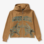 "Katana" Raw Hem Zip Hoodie (cedar)