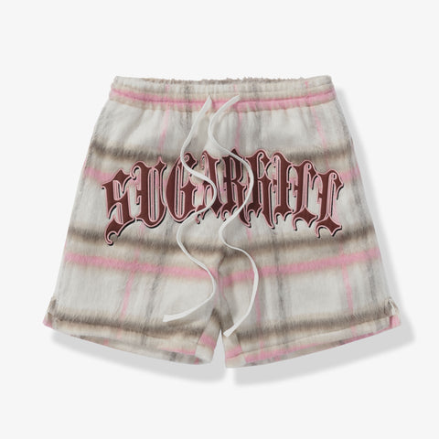 "Tudor" Mohair Shorts (pink plaid)