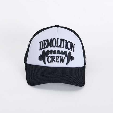 DEMOLITION CORDUROY TRUCKER HAT (BLACK/WHITE)