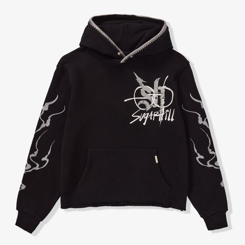 "Blade" Raw Hem Hoodie (black)