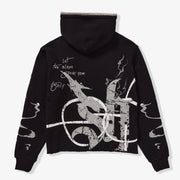 "Blade" Raw Hem Hoodie (black)