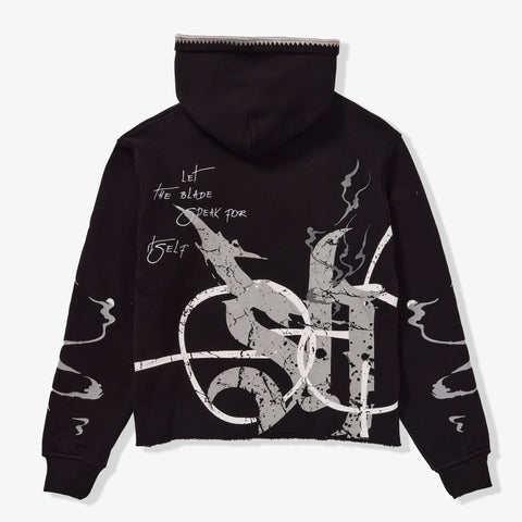 "Blade" Raw Hem Hoodie (black)