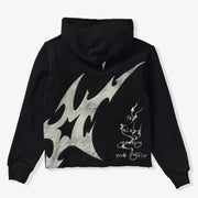 "Katana" Raw Hem Full Zip Hoodie (black)