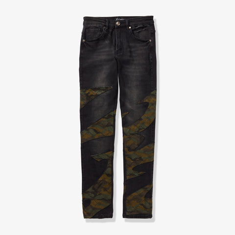 "Sabotage" Skinny Jeans (black/camo scrunch)