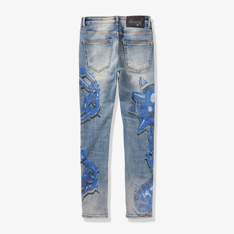 "Mace" Skinny Jeans (blue print)