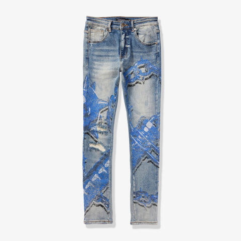 "Mace" Skinny Jeans (blue print)