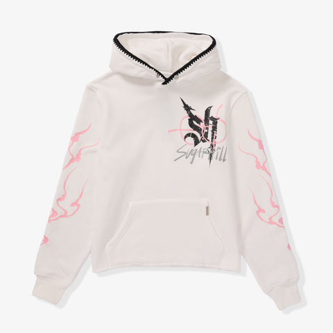 "Blade" Raw Hem Hoodie (white)