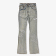 "Burn Pit" Rhinestone Stacked Jeans (cloud)