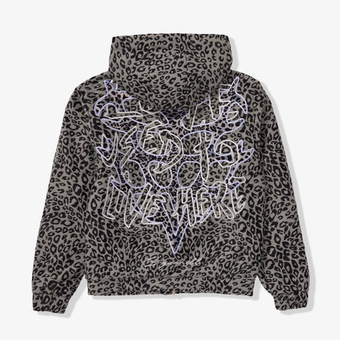 "Love Lost" Fur-Zip Hoodie (gray cheetah)